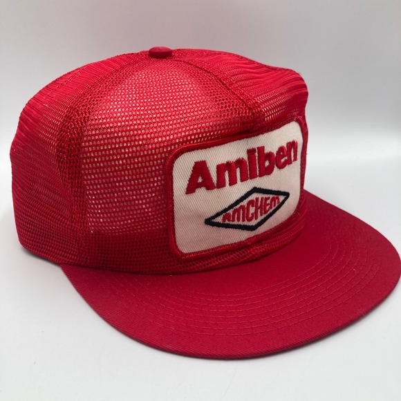 Vintage Red Amiben Amchem Trucker Hat Snapback Mesh‎ K-Brand Made in USA - Picture 3 of 7